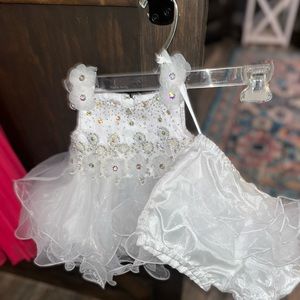 White infant pageant dress 0-6 months